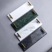Mramor dienblad marmer met gouden hendels Wit 30x10 cm
