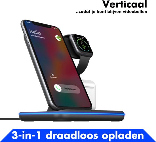 Chinese kool donker motto 3 in 1 Oplaadstation - Docking Station Draadloze Oplader - Wireless Charger  Voor iOS... | bol.com