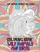 Wild Animals and Birds - Coloring Book - Bat, Quokka, Badger, Fox, other