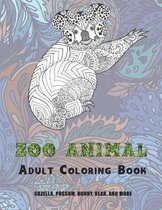 Zoo Animal - Adult Coloring Book - Gazella, Possum, Bunny, Bear, and more