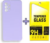 Samsung Galaxy A32 4G Hoesje Paars & Glazen Screenprotector - Siliconen Back Cover