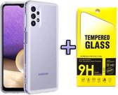 HB Hoesje Geschikt voor Samsung Galaxy A32 4G Transparant & Glazen Screenprotector - Siliconen Back Cover