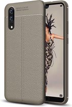 Voor Huawei P20 Litchi Texture Soft TPU beschermende achterkant van de behuizing (grijs)