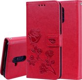 Rose reliëf horizontale flip PU lederen tas voor Huawei Mate 20 Lite, met houder & kaartsleuven & portemonnee (rood)