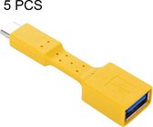 5 STUKS USB-C / Type-C Male naar USB 3.0 vrouwelijke OTG-adapter (geel)