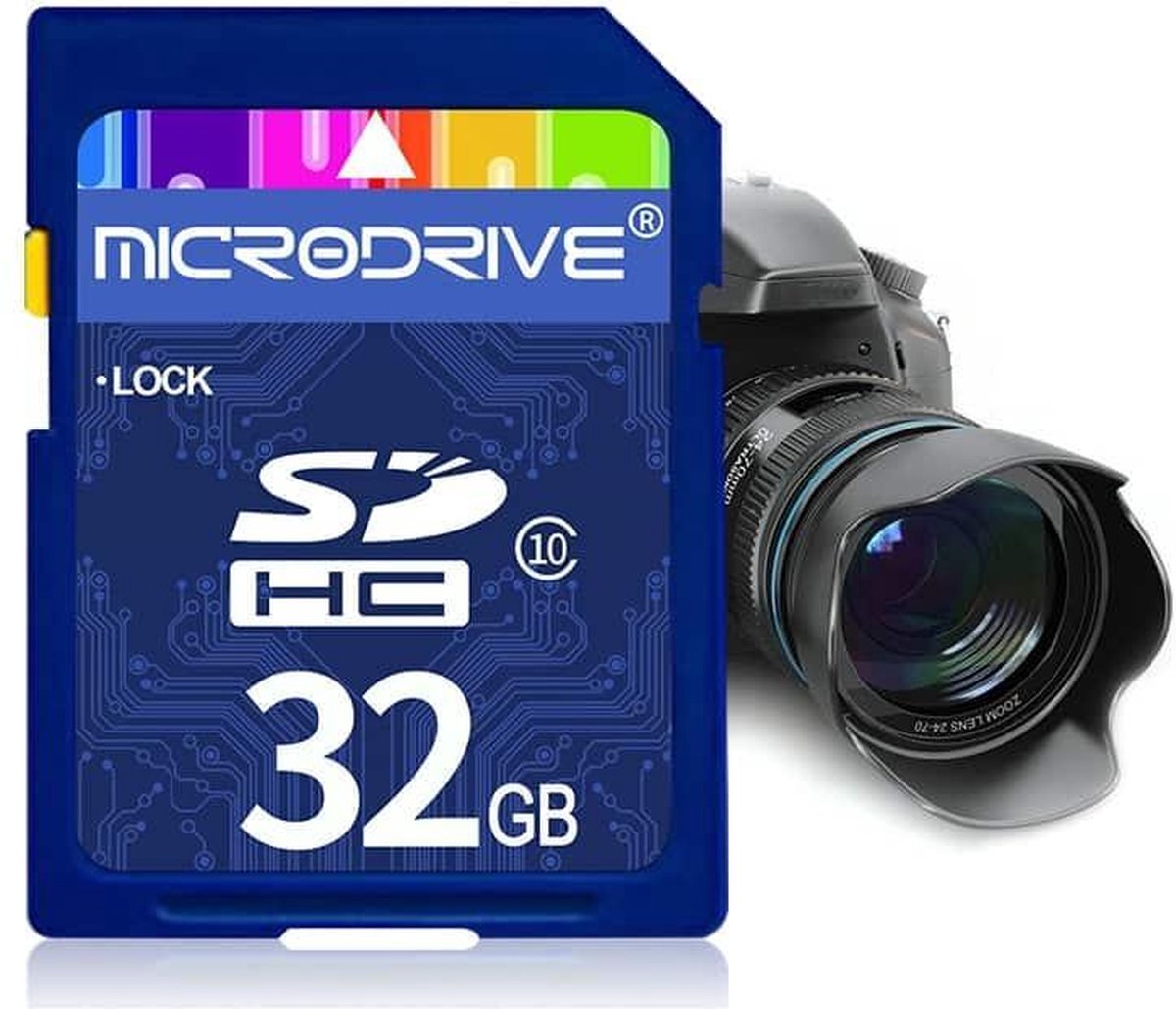Microdrive 32GB High Speed Class 10 SD-geheugenkaart voor alle digitale apparaten met SD-kaartsleuf