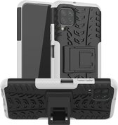 Voor Huawei P40 Lite Tire Texture Shockproof TPU + PC beschermhoes met houder (wit)