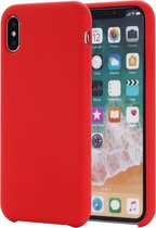 Vier hoeken volledige dekking vloeibare siliconen beschermhoes achterkant voor iPhone X / XS (rood)