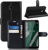 Litchi Texture Horizontal Flip PU lederen tas voor Nokia 1 Plus, met met kaartsleuf en houder en portemonnee (zwart)