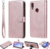 Voor Xiaomi Redmi Note 7 Effen kleur Horizontale flip beschermhoes met houder & kaartsleuven & portemonnee & fotolijst & lanyard (rose goud)