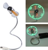Mini Duurzame USB-kloktijdweergave Flexibele LED-lichtventilator, DC 5V