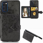 Voor Galaxy S20 Mandala reliÃ«f magnetisch doek PU + TPU + PC Case met houder & kaartsleuven & portemonnee & fotolijst & riem (zwart)