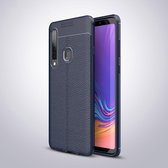 Litchi Texture TPU schokbestendig hoesje voor Galaxy A9 (2018) / A9s (marineblauw)