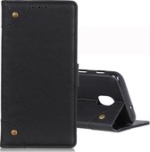 Voor lg k30 2019 koperen gesp retro gekke paard textuur horizontale flip lederen tas met houder en kaartsleuven en portemonnee (zwart)