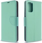 Voor Galaxy S20 + Litchi Texture Pure Color Horizontale Flip PU lederen tas met houder & kaartsleuven & portemonnee & Lanyard (groen)