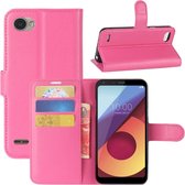 Voor LG Q6 Litchi Texture horizontale flip lederen tas met houder & kaartsleuven & portemonnee (magenta)