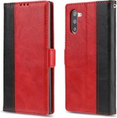 Voor Galaxy Note10 Retro Texture Contrast Kleur Splicing Horizontaal Flip TPU + PU lederen tas met kaartsleuven & houder & portemonnee (rood)