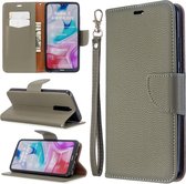 Voor xiaomi redmi 8 litchi textuur pure kleur horizontale flip pu lederen case met houder & kaartsleuven & portemonnee & lanyard (grijs)
