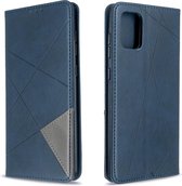 Voor Galaxy A71 Rhombus Texture Horizontaal Flip magnetisch lederen hoesje met houder en kaartsleuven (blauw)