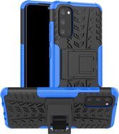 Voor Galaxy S20 Tire Texture Shockproof TPU + PC beschermhoes met houder (blauw)