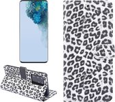 Voor Galaxy S20 Ultra Leopard Pattern Horizontale Flip Leather Case met houder & kaartsleuven (wit)