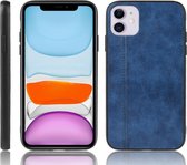 Voor iPhone 11 schokbestendig naaien koeienpatroon Skin PC + PU + TPU Case (blauw)