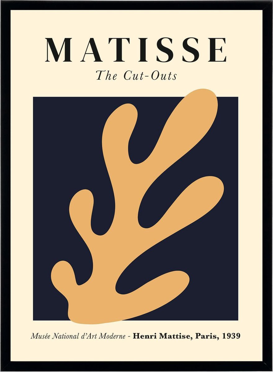 Esque Poster Henri Matisse - Cut Outs - Gele Bloem - Art Print - Abstracte Kunst - Artwork - 50x70 cm Blauw & Geel