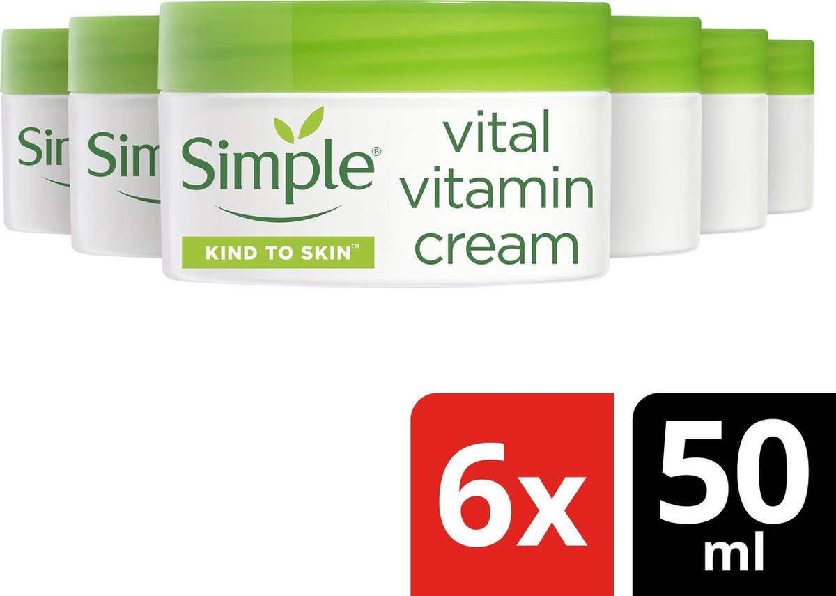 Simple Kind to Skin Vital Vitamin Dagcrème - 6 x 50 ml - Voordeelverpakking