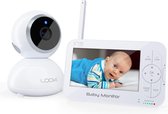 Looki® Vision Pro – HD Babyfoon met Camera en Monitor – 5 inch Beeldscherm – Temperatuur en Geluid Detectie – Plug en Play - Tweerichtings Audio - Wit