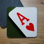 ILOJ onderzetter - speelkaart harten aas - vierkant