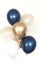 Huwelijk / Bruiloft - Geboorte - Verjaardag ballonnen | Goud - Off-White / Wit - Transparant - Polkadot Dots - Donkerblauw - Blauw | Baby Shower - Kraamfeest - Fotoshoot - Wedding