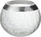 J-Line Kaarshouder Bol Craquele Glas Transparant/Zilver Large Set van 2 stuks