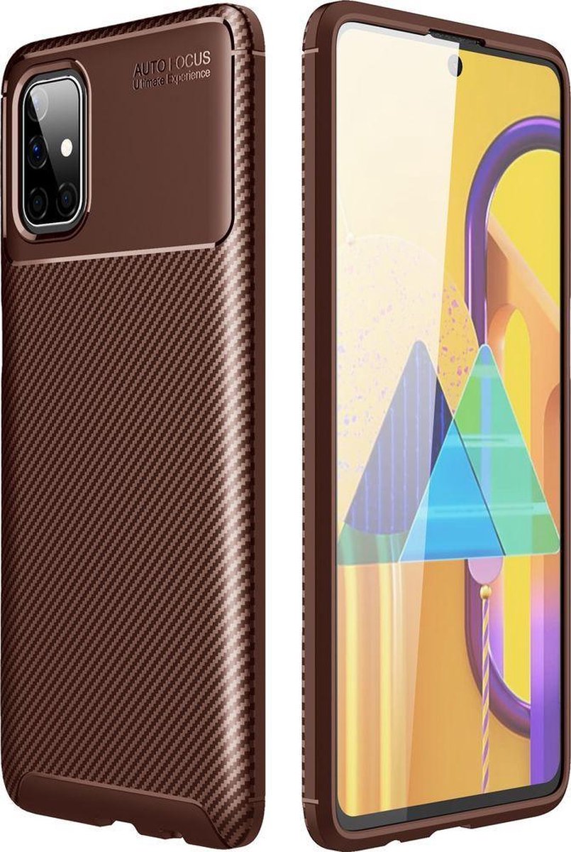Mobigear Hoesje geschikt voor Samsung Galaxy M51 Telefoonhoesje Flexibel TPU | Mobigear Racing Backcover | Galaxy M51 Case | Back Cover - Bruin