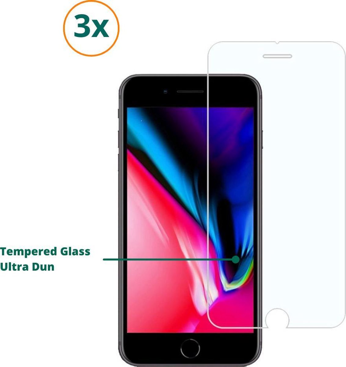 iPhone 8 Plus Screenprotector | 3x Screenprotector iPhone 8 Plus | 3x iPhone 8 Plus Screenprotector | 3x Tempered Glass Voor iPhone 8 Plus
