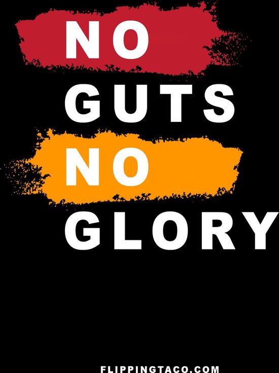 Motivatie banner quote no guts no glory | 70x50cm | muurdecoratie - wanddecoratie - woondecoratie