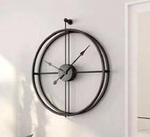 LIVILO - Moderne klok - Wandklok zonder cijfers - Metaal - Ø80 cm - Zwart