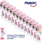Prodent Woezel & Pip 0-5jr Tandpasta - 12 x 75 ml - Voordeelverpakking  met roze zandloper