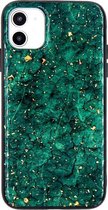 iPhone 12 Mini Hoesje - Groen - Goud - Flexibel – Luxe – Soft - Backcover – Geschikt voor Apple – Case – Schok – Shockproof – Cover – Bescherming – Smartphone – Telefoon Accessoire – GSM – Ph
