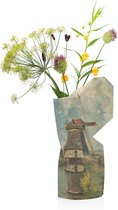 Tiny Miracles - Duurzame Design Vaas - Paper Vase Cover - Gabriël - A Windmill on a Polder Waterway - Large