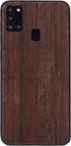 ADEL Siliconen Back Cover Softcase Hoesje voor Samsung Galaxy A21s - Hout Design Bruin