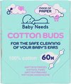 foto van Wattenstaafjes Speciaal Voor Baby´s - 5x Doosje 60 Stuks => 300 Stuks - Babyvriendelijk - 100% Katoen - Schone Oortjes Baby - Nieuwe verpakking