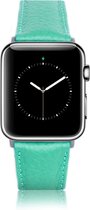 Geschikt voor Apple Watch Bandje - Emerald Groen Leer  - 42/44/45mm - Black Connectors - Oblac®