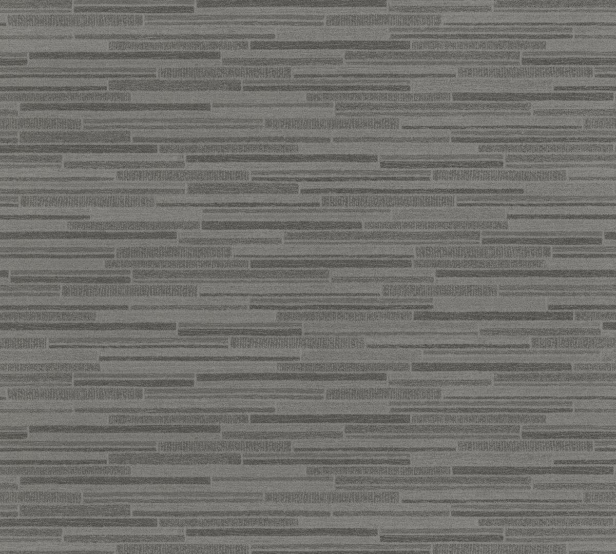 Steen tegel behang Profhome 709714-GU vliesbehang glad met natuur patroon mat grijs zwart 5,33 m2