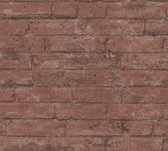 Steen tegel behang Profhome 377472-GU vliesbehang glad met natuur patroon mat bruin rood 5,33 m2