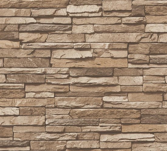 Papier peint carreaux de pierre Profhome 958332-GU papier peint intissé lisse avec motif nature brun beige mat 5,33 m2