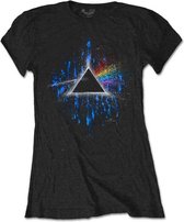 Pink Floyd Dames Tshirt -S- Dark Side Of The Moon Blue Splatter Zwart