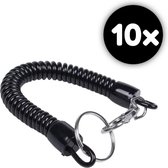 10x Stokey® Uittrekbare Spiraal Koord Sleutelhanger - Sleutel hanger met uittrekbare koord voor Sleutels en Pasjeshouder