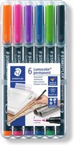 STAEDTLER Lumocolor F permanent pen - Box 6 st new colours