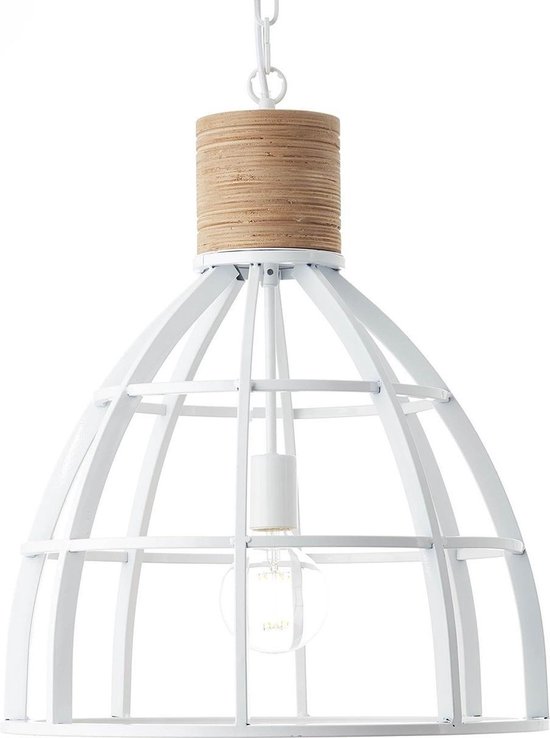 Natuur rammelaar krekel Brilliant industriële hanglamp Matrix wood ll - wit | bol.com