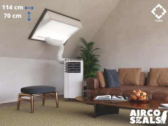 Raamafdichtingskit airco slang 114×70 cm voor Velux tuimelvenster dakraam, zelfklevend, ritssluiting